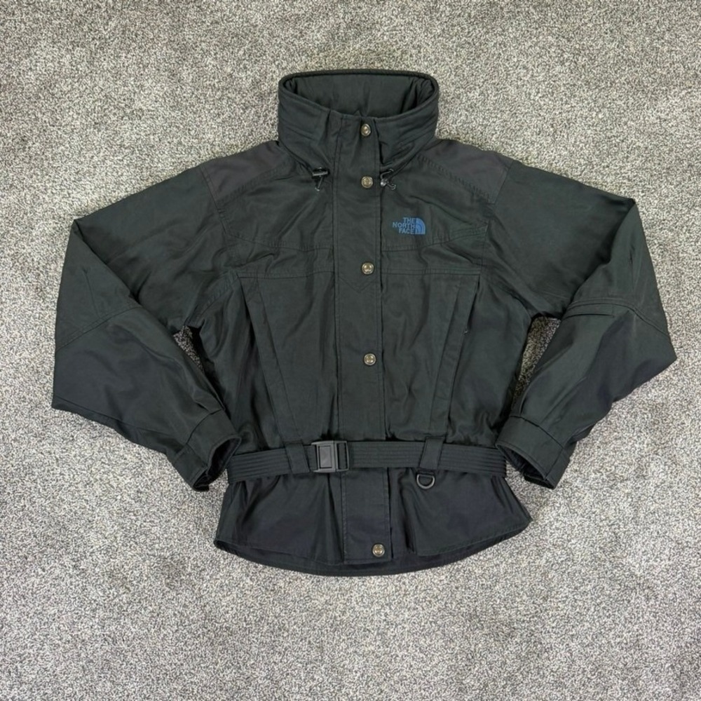 The North Face Vintage Ski Jacket Black Belted Hooded Women 10 Retro Snow Sports - Picture 2 of 16